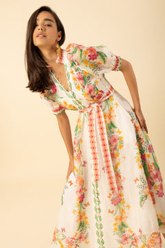 Alaiya Silk/Linen Dress L - Ivory