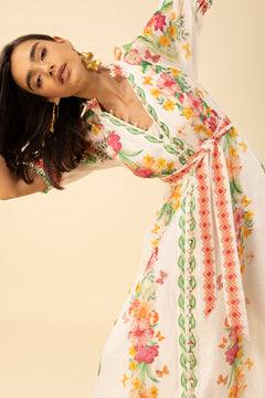Alaiya Silk/Linen Dress L - Ivory