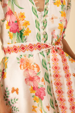 Alaiya Silk/Linen Dress L - Ivory