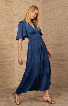 Angie Solid Dress Long - Indigo