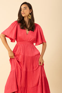 Angie Solid Dress Long - Pink