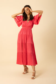 Angie Solid Dress Long - Pink