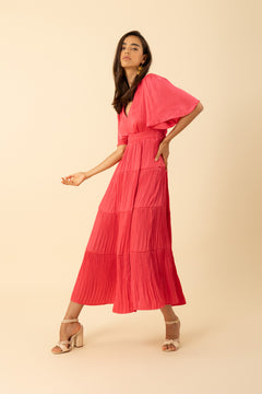 Angie Solid Dress Long - Pink