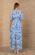 Kallie Dress W Tiered Skirt - Blue
