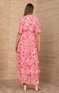 Kallie Dress W Tiered Skirt - Pink