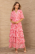 Kallie Dress W Tiered Skirt - Pink