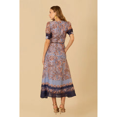Aubrie Silk/Linen Longdress - Navy