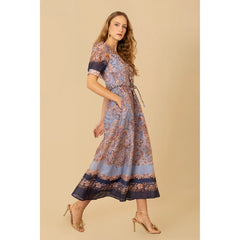 Aubrie Silk/Linen Longdress - Navy