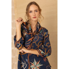 Leilany Silk Scarf - Navy
