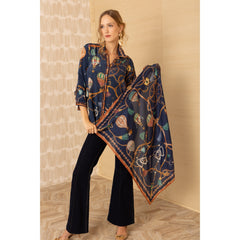 Leilany Silk Scarf - Navy