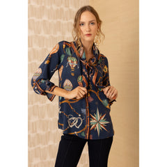 Leilany Silk Scarf - Navy