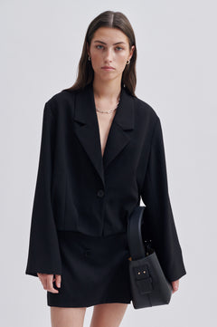 Leata Leather Bag - Black Silver