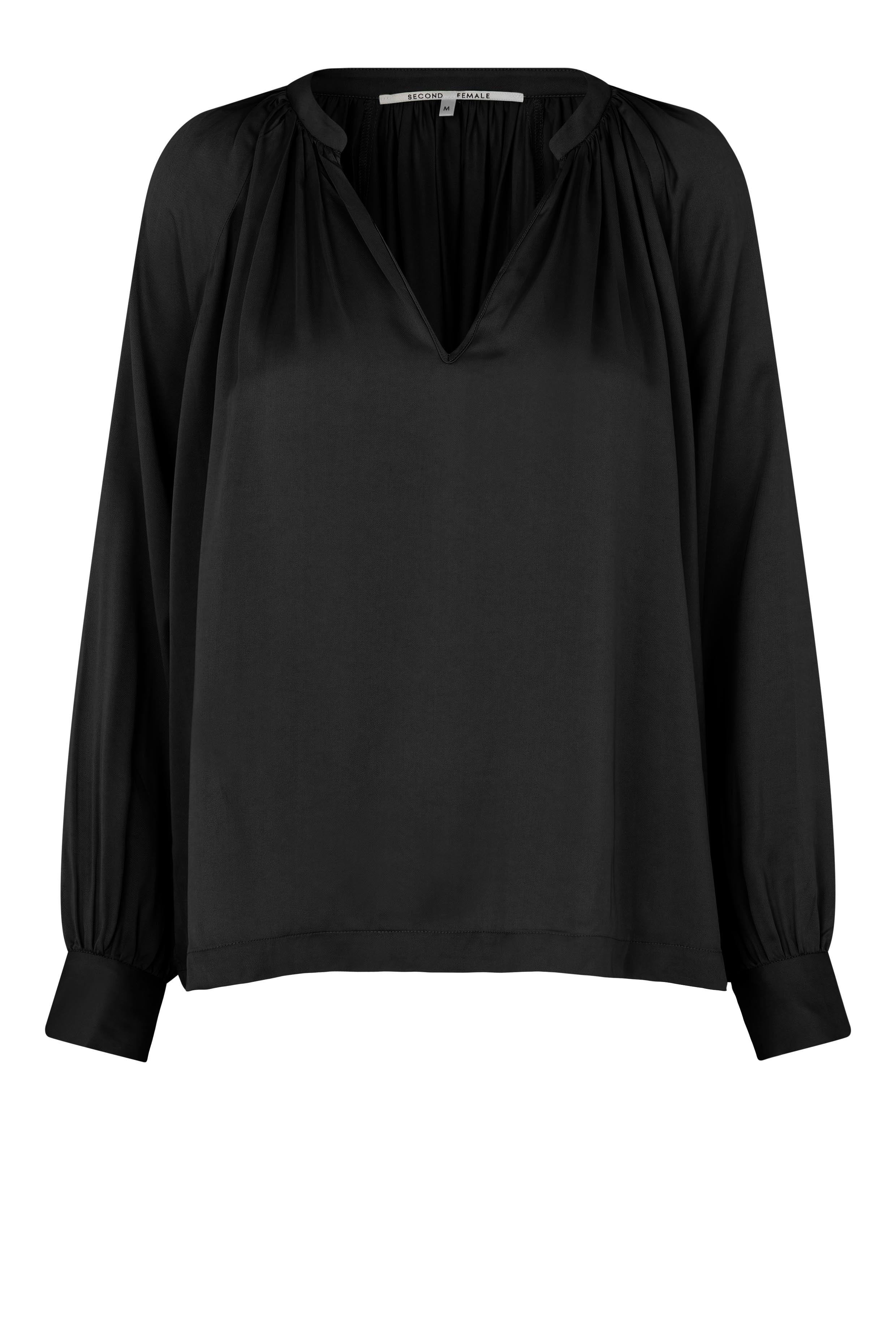 Drape Tunic Blouse - Black