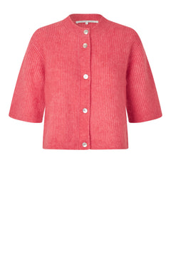 Andrea Knit Rib Cardigan - Spiced Coral