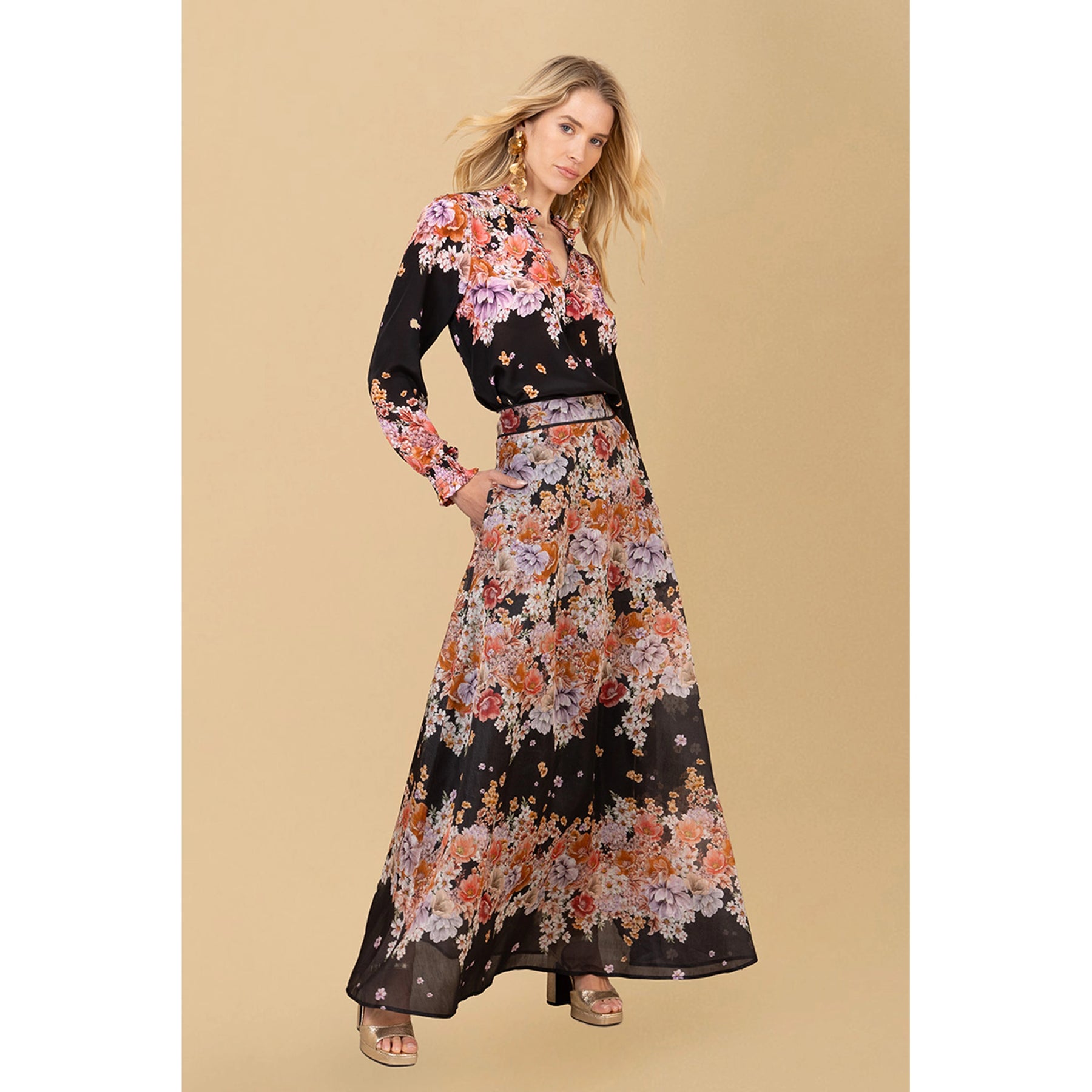 Baylor Skirt Silk/Linen - Black