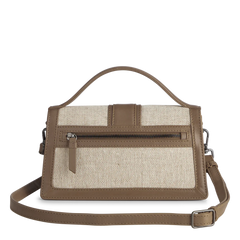 Zoe Crossbody Bag Canvas Mix - Caramel / Offwhite