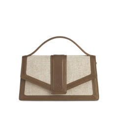 Zoe Crossbody Bag Canvas Mix - Caramel / Offwhite