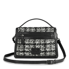 Tori Crossbody Bag Tweed Mix - Black W/Black+White