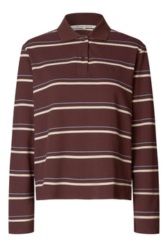 Lovella Striped Polo LL Tee - Bitter Chocolate