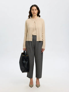 Thea Ls Knit Merino O-Neck - Oatmeal