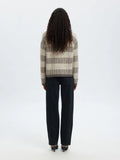Alva Ls Knit Stripe O-Neck - Medium Grey Melange Lgm + Birch