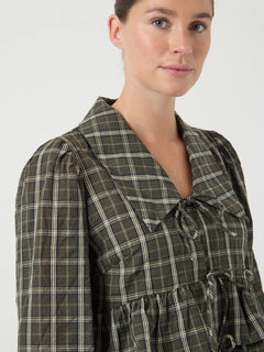 Yascinna Ls Tie Top - Ex - Forest Night Cinna Checks