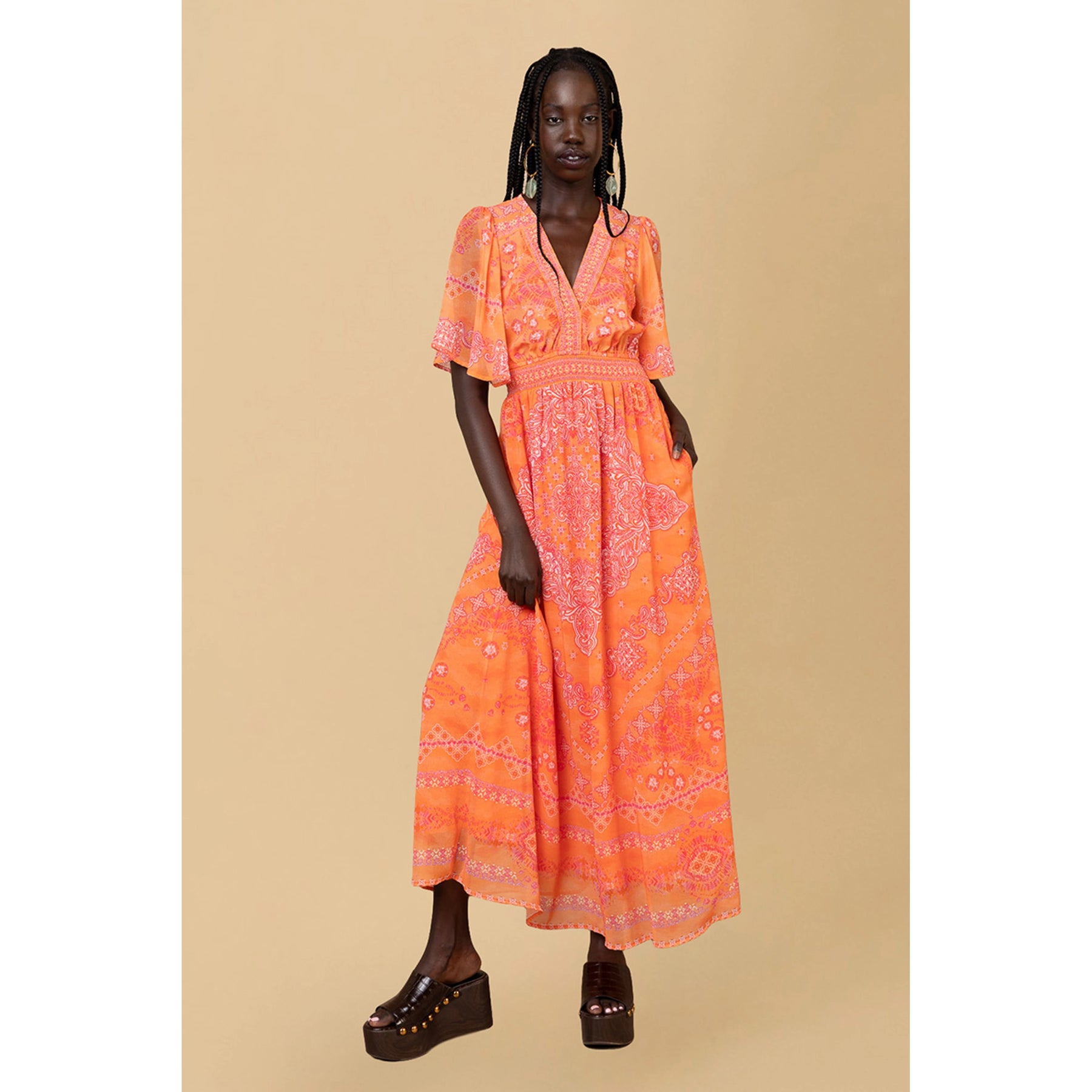 Alitzel Long Dress - Orange