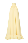Sabrina Halterneck Ruffled Midi Dress - Light Lemon
