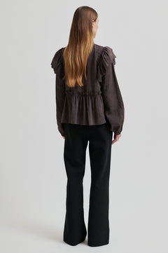Terra Frill Blouse - Chocolate Plum