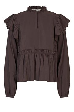 Terra Frill Blouse - Chocolate Plum
