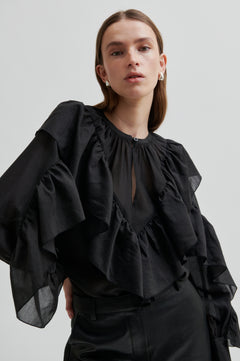 Fria Frill Blouse - Black