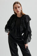 Fria Frill Blouse - Black
