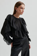 Fria Frill Blouse - Black