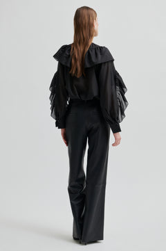 Fria Frill Blouse - Black