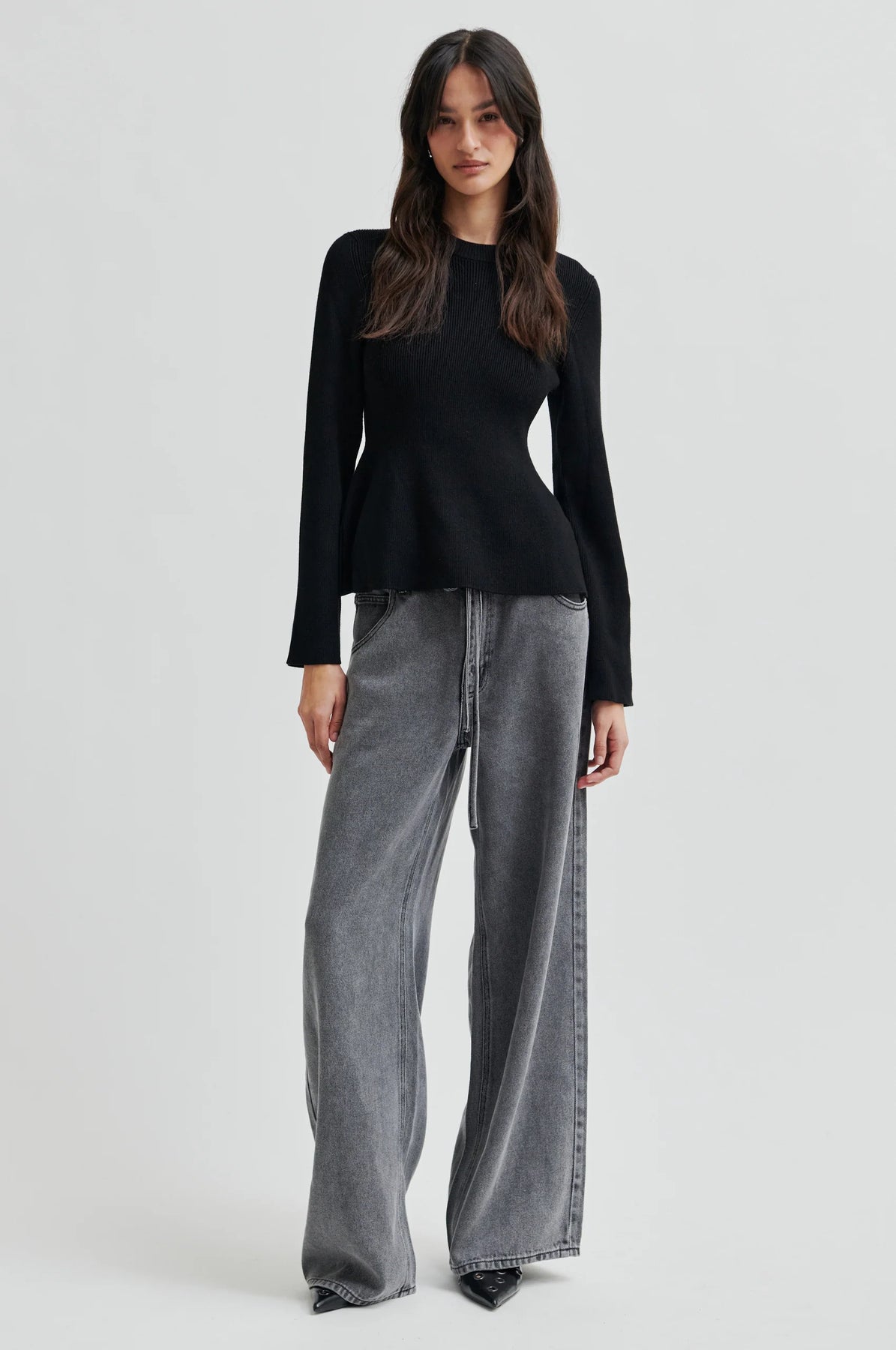 Stinna Knit Peplum - Black