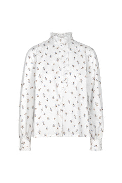 Emily Blouse - White Anemone Print