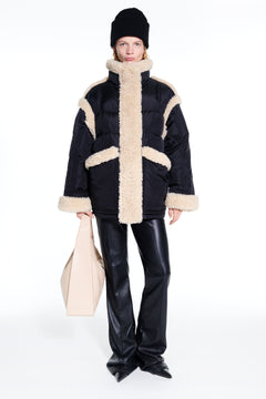 Dorothy Puffer Coat - Black/Natural White