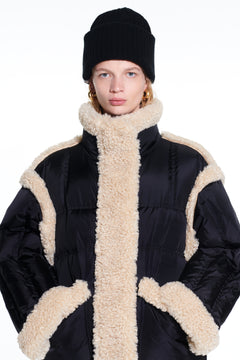 Dorothy Puffer Coat - Black/Natural White