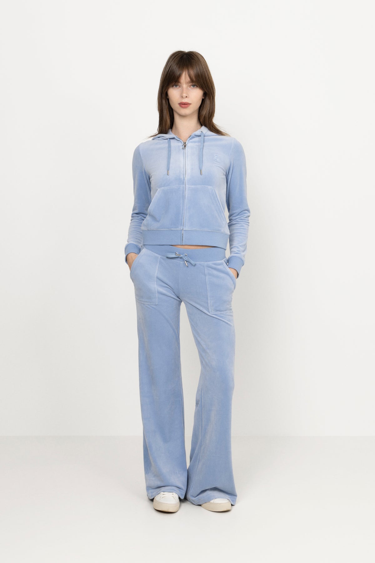 Robertson Classic Velour Zip Hoodie - Della Robia Blue