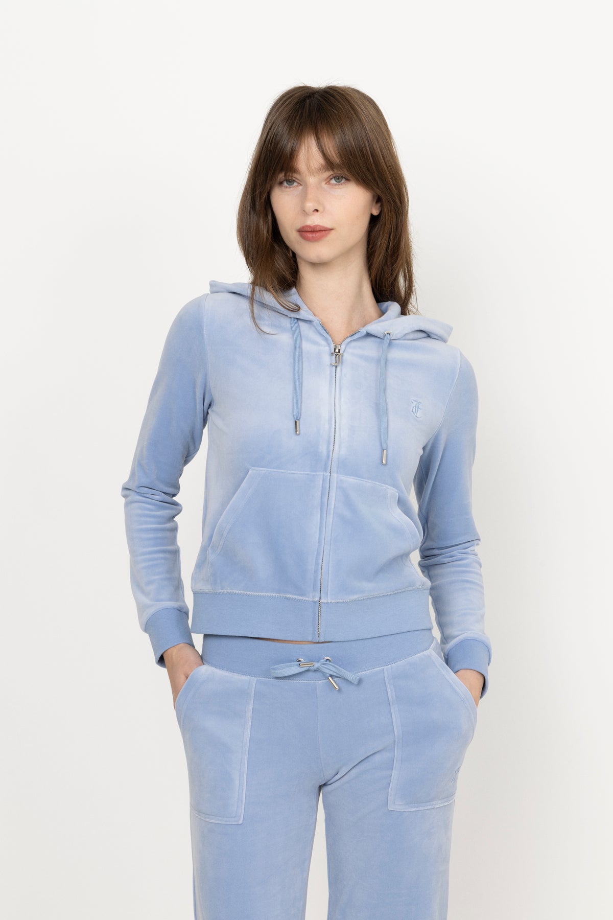 Robertson Classic Velour Zip Hoodie - Della Robia Blue