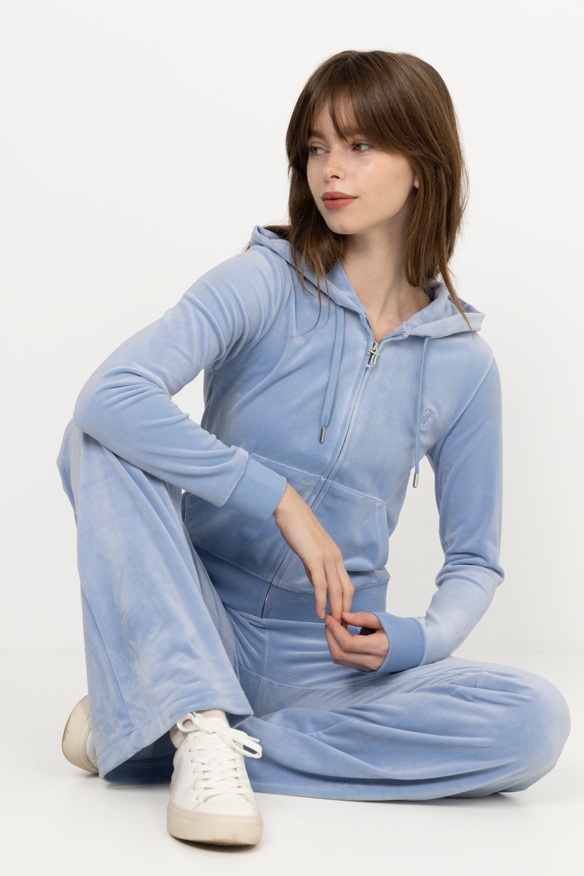 Robertson Classic Velour Zip Hoodie - Della Robia Blue