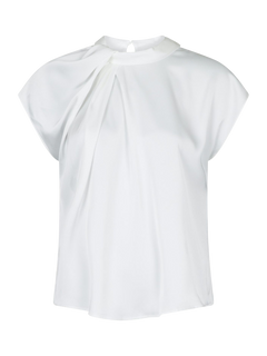 Fleur Drapy Satin Blouse - Off White