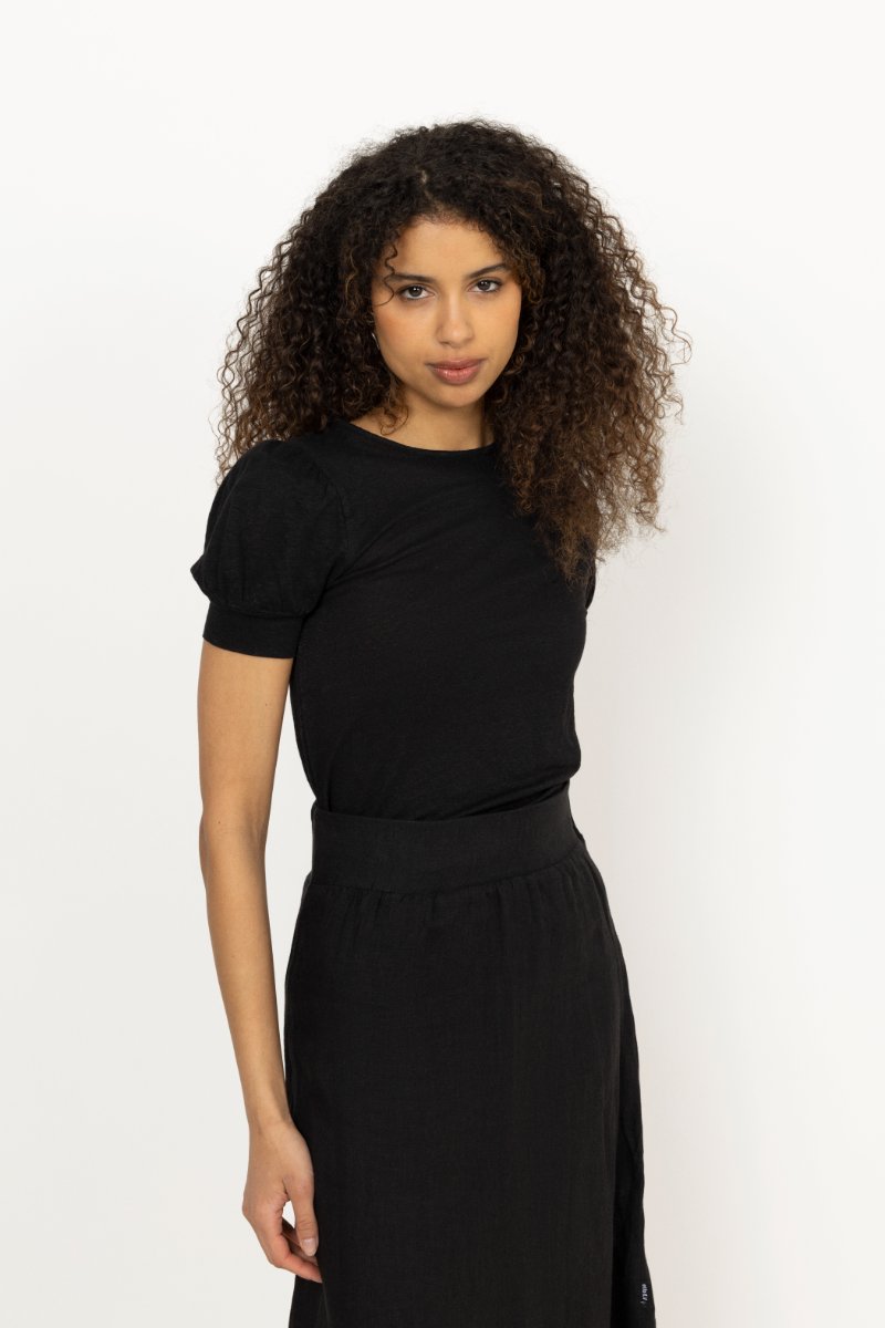 Madeleine Linen Tee - Black