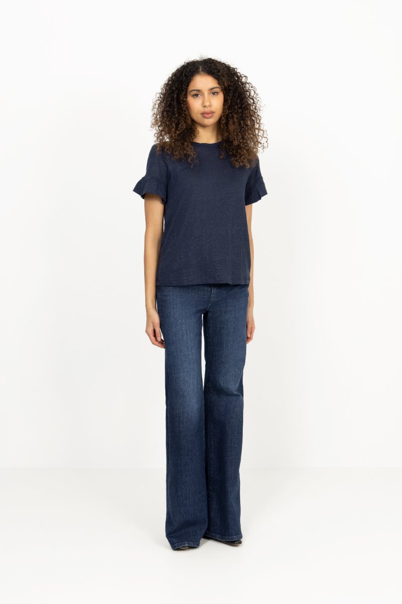 Lara Linen Tee - Navy
