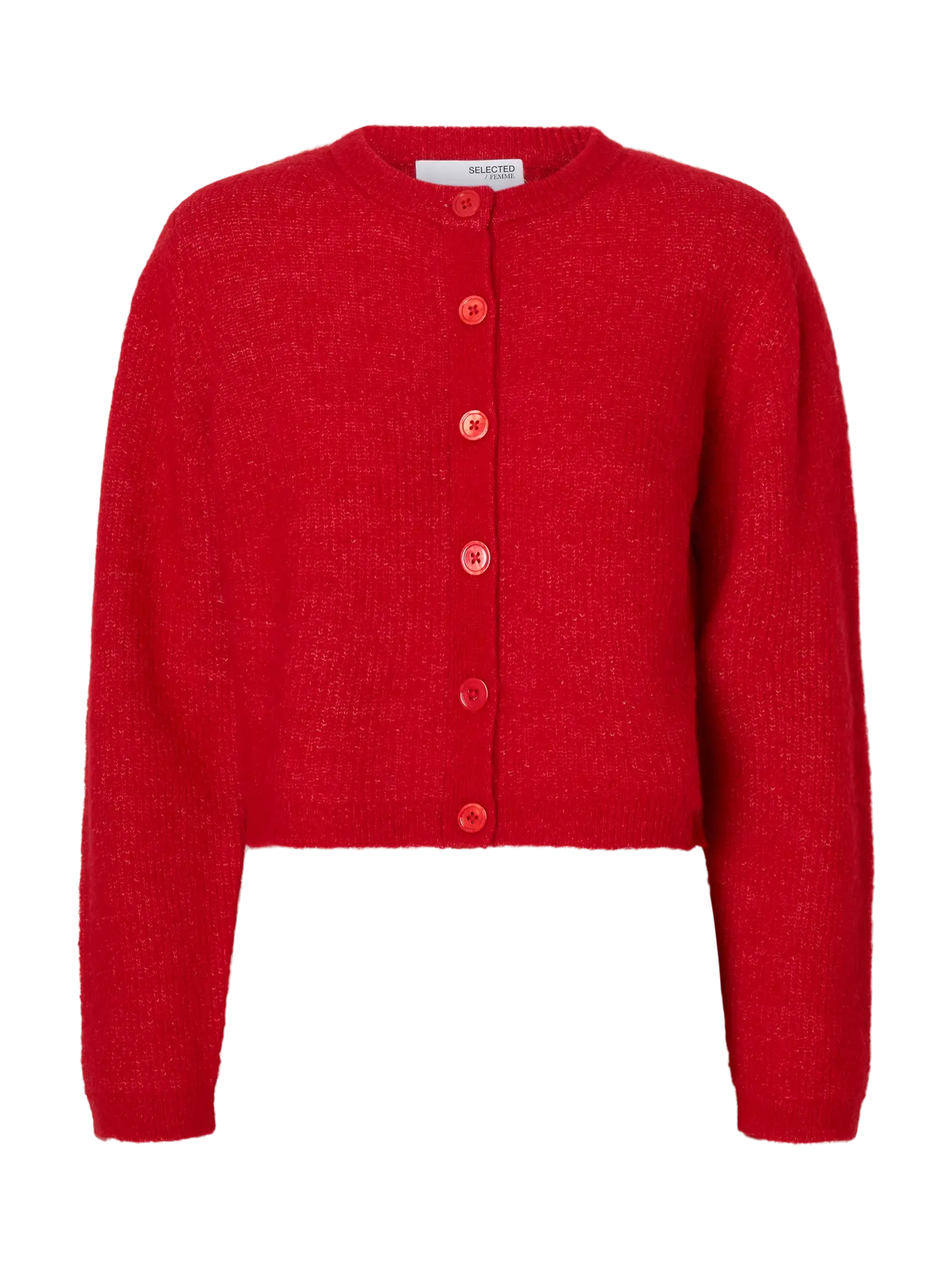 Sia Ras Ls Knit Cropped Cardigan - Equestrian Red