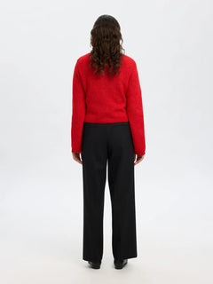 Sia Ras Ls Knit Cropped Cardigan - Equestrian Red