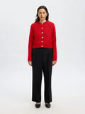 Sia Ras Ls Knit Cropped Cardigan - Equestrian Red