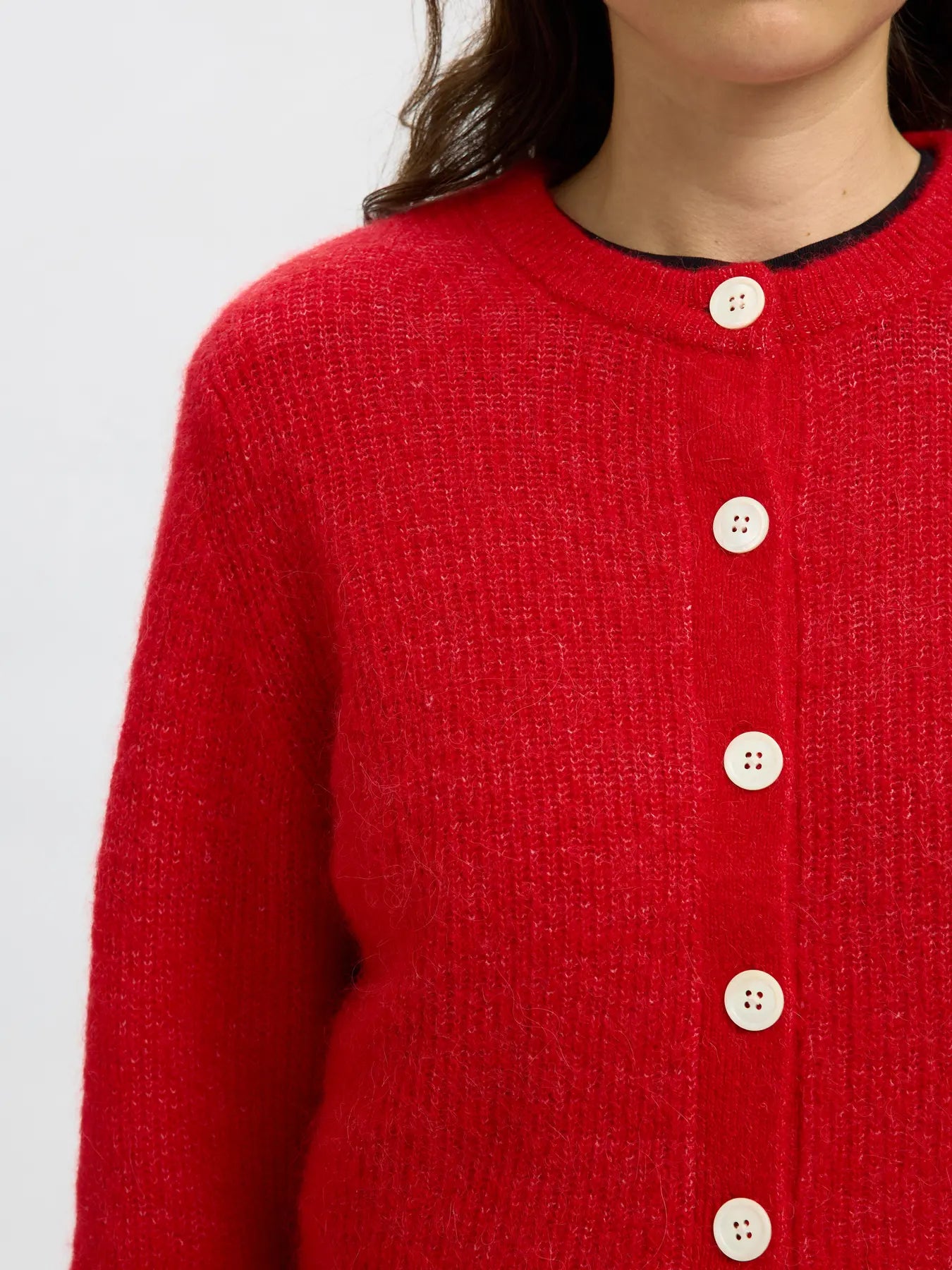 Sia Ras Ls Knit Cropped Cardigan - Equestrian Red