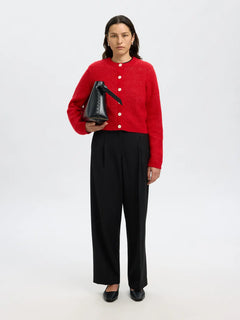 Sia Ras Ls Knit Cropped Cardigan - Equestrian Red