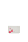 Bou Card Holder With Flap Raspberry Print - Egret